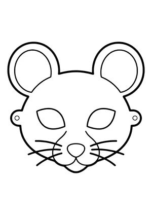 Mouse mask with huge round ears and whiskers, ready to print