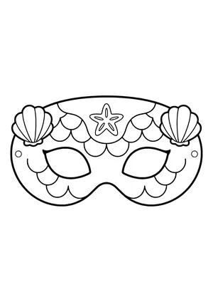 Mermaid eye mask with seashells, scale arches, and a starfish, ready to print