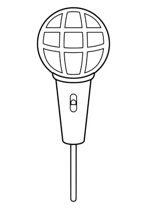 Vintage stage microphone with a grille head of large squares as a photo booth prop on a stick, ready to print