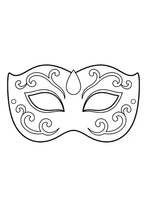 Venetian ornament mask with swirling scrolls and a drop on the forehead, ready to print