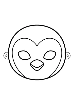 Penguin mask with a heart-shaped face and short beak, ready to print