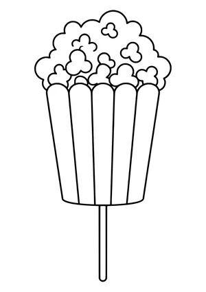 Striped popcorn bag overflowing with big popcorn puffs as a photo booth prop on a stick, ready to print