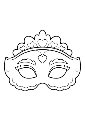 Elegant princess eye mask with a tiara of points and hearts, ready to print