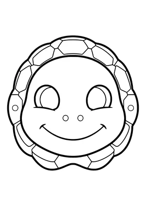 Sea turtle mask with a face framed by a shell of big honeycomb sections, ready to print