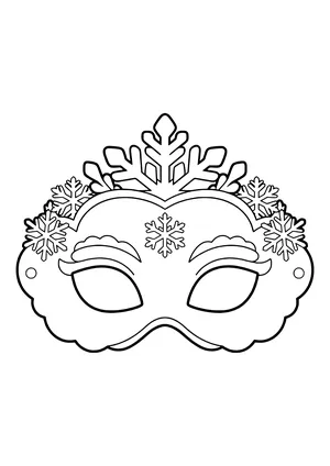 Snow queen eye mask with an ice crystal crown and snowflakes, ready to print