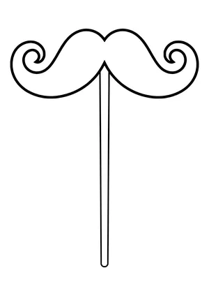 Big, elegantly twirled mustache as a photo booth prop on a stick, ready to print