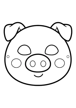 Round pig mask with floppy ears, a big snout, and rosy cheeks, ready to print