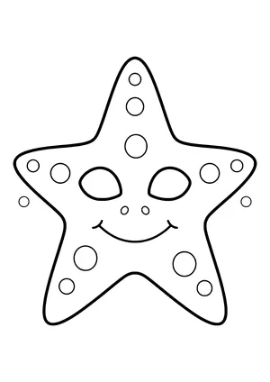 Big five-armed starfish mask with eye holes in the center and large dots, ready to print