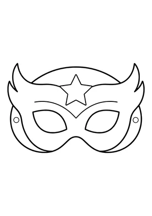 Superhero eye mask with a big star and sweeping wing tips, ready to print