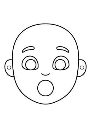 Surprised feelings mask with a round child's face and a round open mouth, ready to print