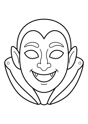 Silly vampire mask with a pointed hairline, high collar, and tiny fangs, ready to print