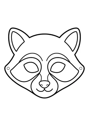 Raccoon mask with pointed ears, a bandit eye patch, and a pointy snout, ready to print