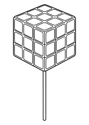 Colorful puzzle cube with three-by-three squares on each side as a photo booth prop, ready to print