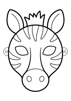 Zebra mask with a short mane, bold stripes, and a long muzzle, ready to print