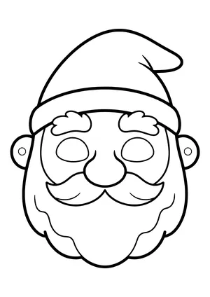 Dwarf mask with a tall pointed cap, bulb nose, and wide beard, ready to print