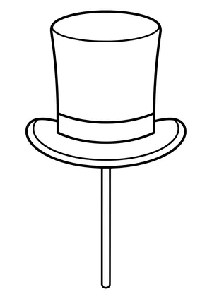 Elegant top hat with a hatband as a photo booth prop on a stick, ready to print