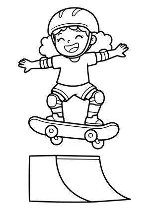 Skateboarding coloring page