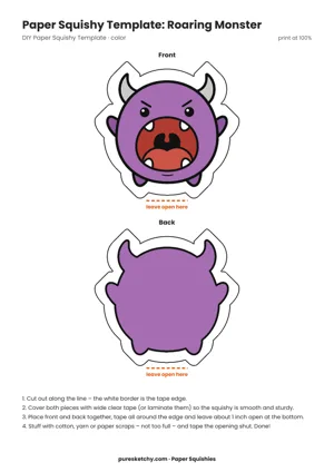 Orange monster with two horns, a wide-open mouth full of teeth and angry eyes