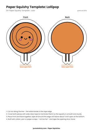 Round lollipop with a colorful swirl, a white stick and a cheerful smiling face
