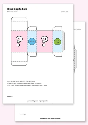 Colorful folded surprise bag with a big question mark label and stars as a paper template