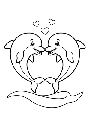 Farewell and reunion of two dolphins Coloring Page