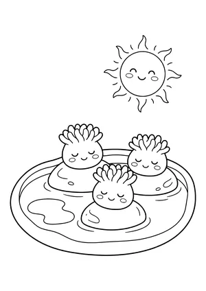 Field of anemones at low tide Coloring Page