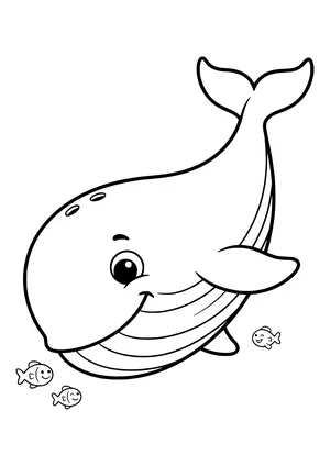 Blue whale swimming slowly by Coloring Page