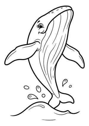 Humpback whale breaching Coloring Page