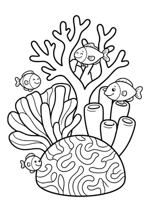 Colorful coral reef panorama Coloring Page