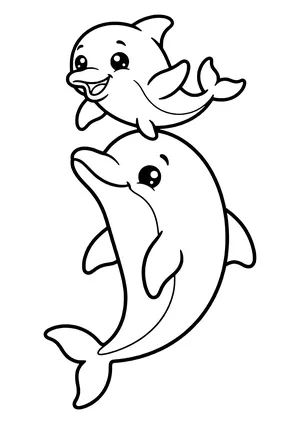 Baby dolphin learning to swim Coloring Page