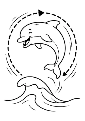 Dolphin doing a somersault Coloring Page
