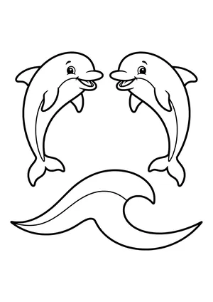 Dolphins jumping in sync Coloring Page