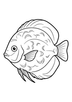 Discus fish swimming elegantly Coloring Page