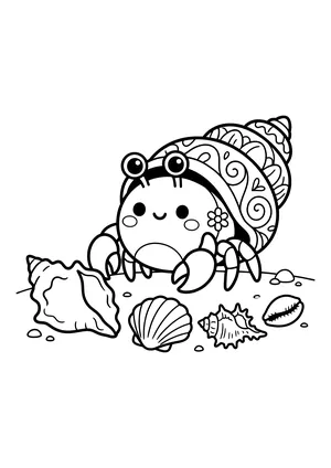 Hermit crab looking for a new home Coloring Page