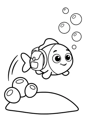 First journey of a young fish Coloring Page