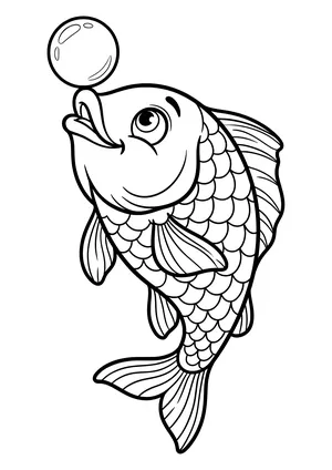 Fish balancing a pearl on its nose Coloring Page