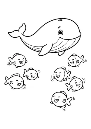 Fish school dodging a shadow Coloring Page