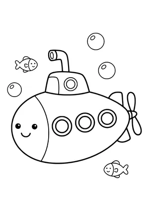 Yellow submarine exploring the deep Coloring Page