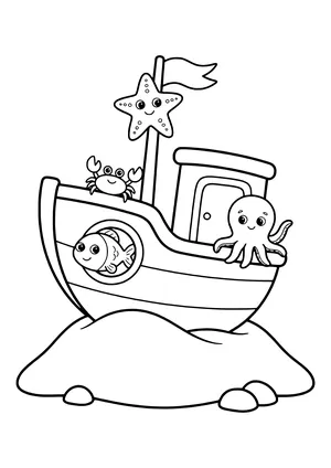 Shared adventure to a shipwreck Coloring Page