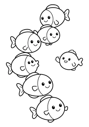 Large school of silver fish Coloring Page