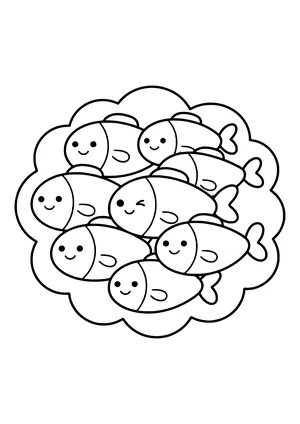 Herring school forming a cloud Coloring Page