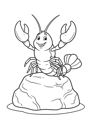 Lobster on a rocky ledge Coloring Page