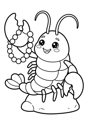 Lobster wearing a pearl necklace Coloring Page