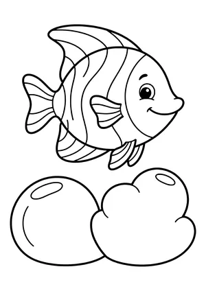 Emperor angelfish in a coral garden Coloring Page