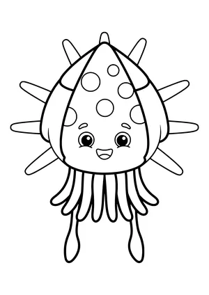 Squid glowing in the dark Coloring Page
