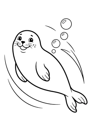 Grey seal swimming gracefully Coloring Page