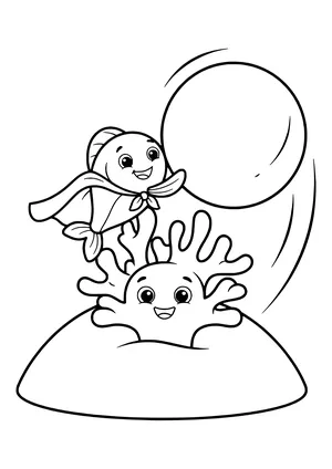 Little hero saving the coral Coloring Page
