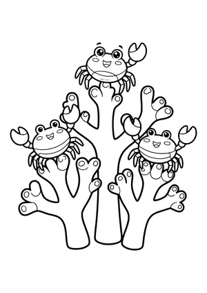 Coral garden with small crabs Coloring Page