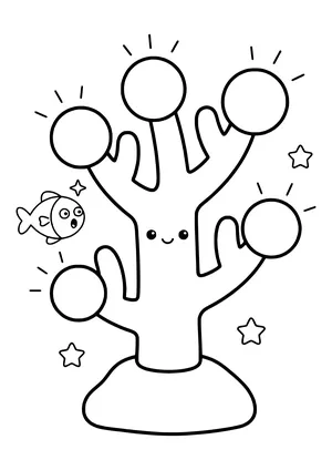 Glowing coral in the deep Coloring Page