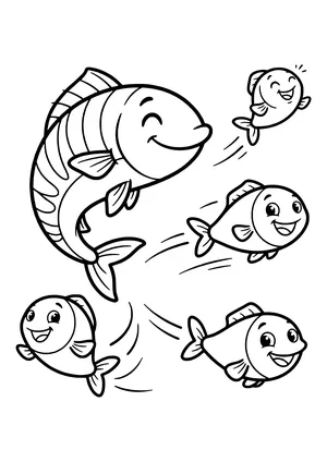 Mackerel hunting small fish Coloring Page
